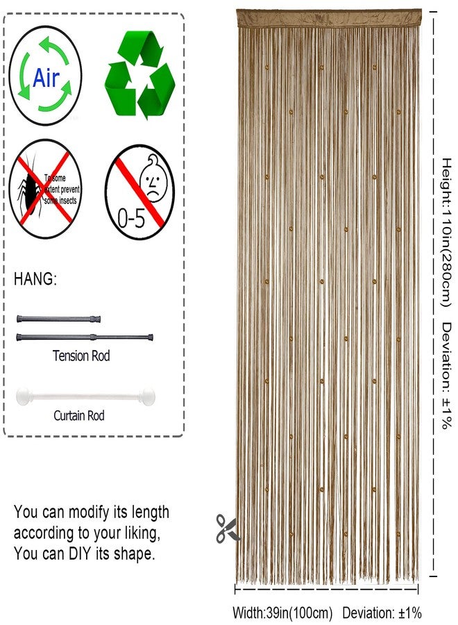 YIIBAII Beaded Curtain Beaded Curtains for Doorways Crystals Suitable for Interior Decoration and Partitions Hippy Closet Curtains (Brown, 39"x110") - Image 5